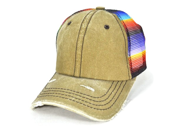 021-PIGMENT CAP WITH SERAPE PRINTED MESH VELCRO(KHAKI)